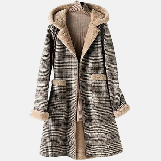 Women's Winter Coat Lined – Elegant Plaid & Comfortable Warmth