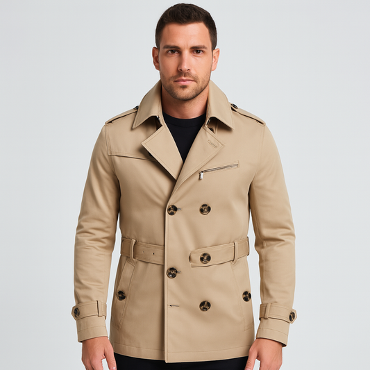 Men's Belted Trench Coat – Timeless Elegance