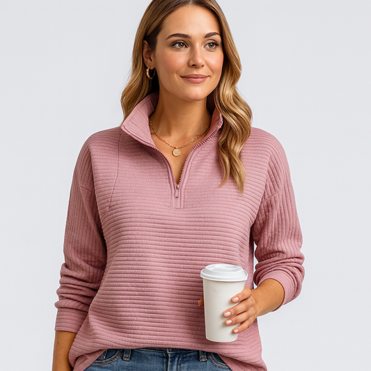 Women's Zip V-Neck Sweater – Chic Casual