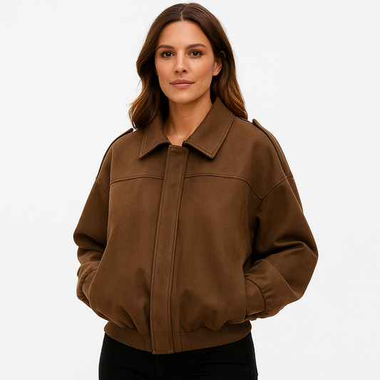 Women's Bomber Jacket – Short Cut and Modern Zipper