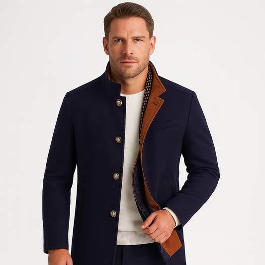 Men's Double-Breasted Wool Coat – Bold Elegance & High-End Finish