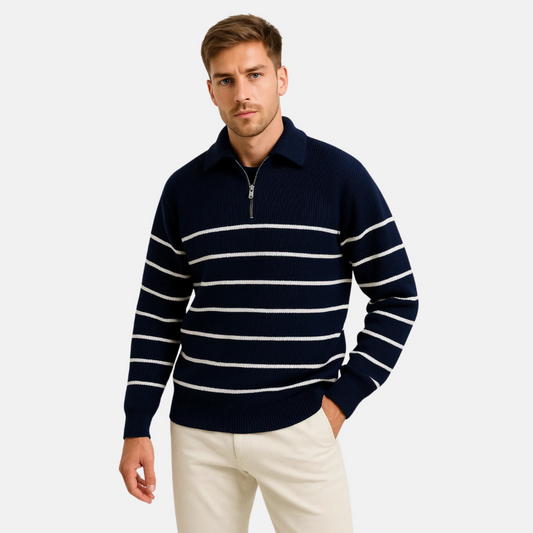 Men's Striped Cotton Sweater – Casual Elegance and Breathable Comfort