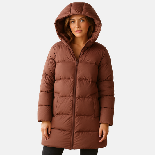 Mistrève | Women's Long Puffer Jacket with Hood – Optimal Warmth and Casual Elegance