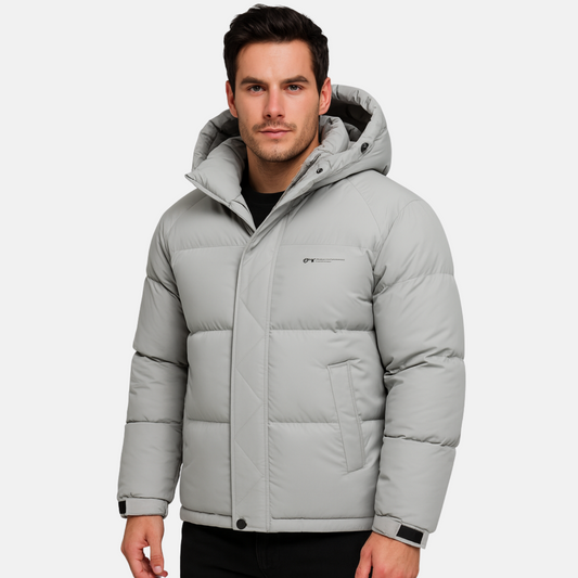Men's Hooded Puffer Jacket – Windproof Protection and Urban Style