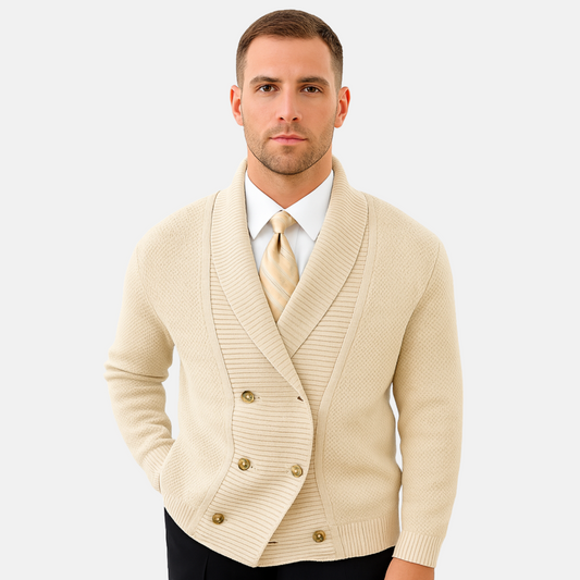 Men's Double-Breasted Cardigan – Thick Fabric and Timeless Elegance